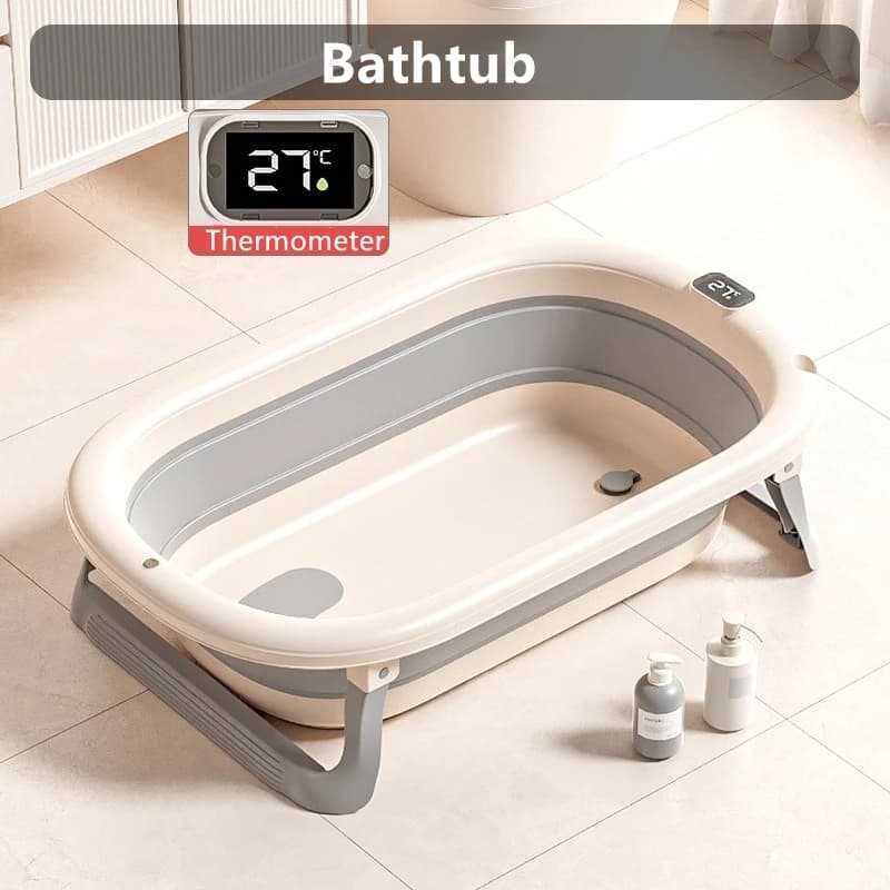 Multi-Functional Collapsible Baby Bathtub with Bath Rack and Non-Slip Mat Foldable Baby Shower Tub Portable Space Saving